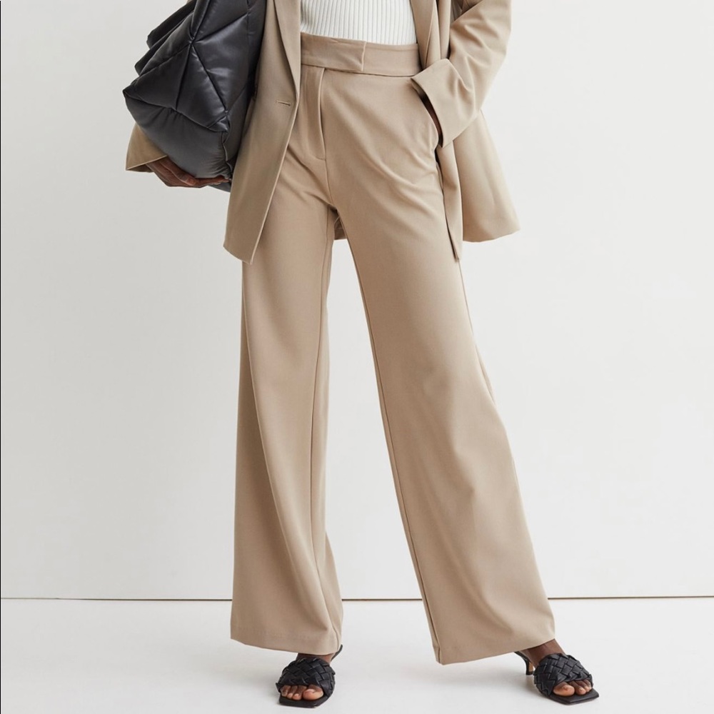 H&M Wide-Cut Pants, Light Beige